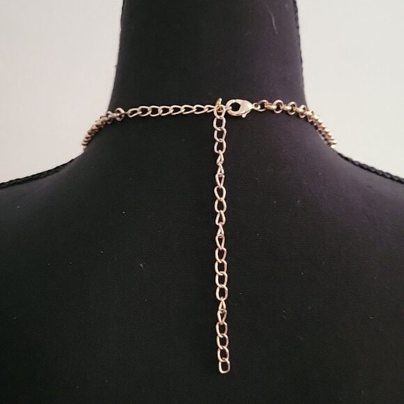 Coral  Beaded Teardrop Cascade Bib Necklace Francesca's Collection - Picture 3 of 4